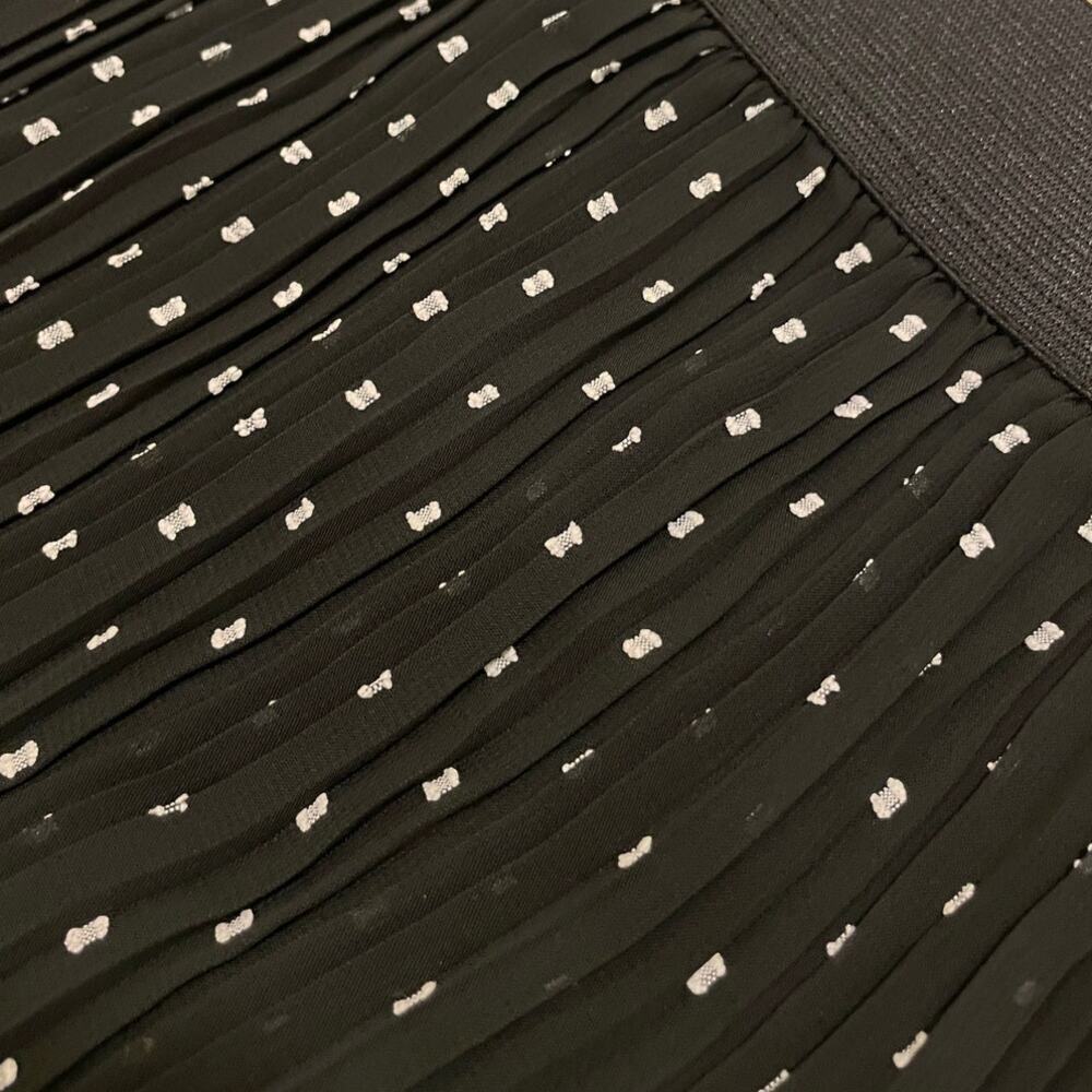 Maje T34 Pleated Polka Dot Midi Skirt Black NWT $265 - Picture 6 of 11